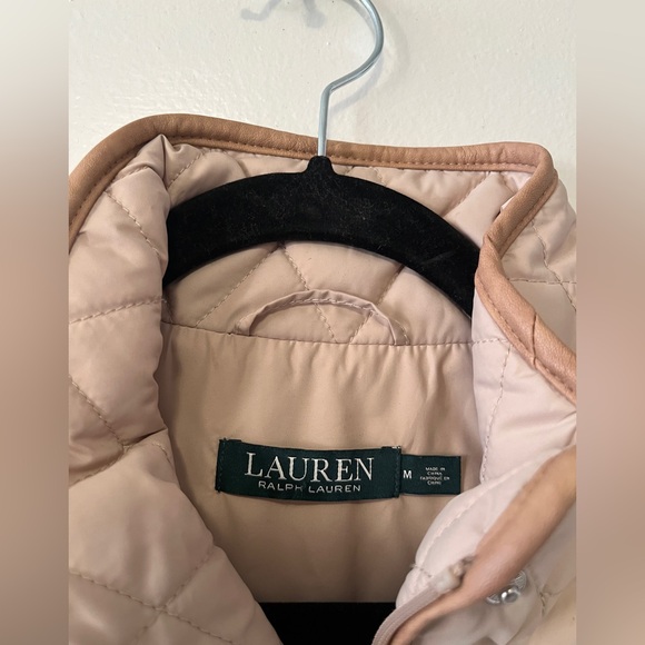 Ralph Lauren Diamond Quilted Barn Jacket With Faux Leather Trim Oatmeal Size M - Picture 9 of 13